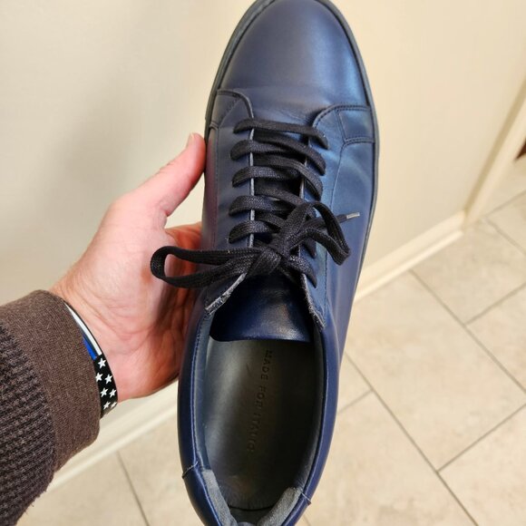 Italic Men's Cadence Tonal Midnight Blue Leather Sneakers, Sz 13 - Picture 11 of 16